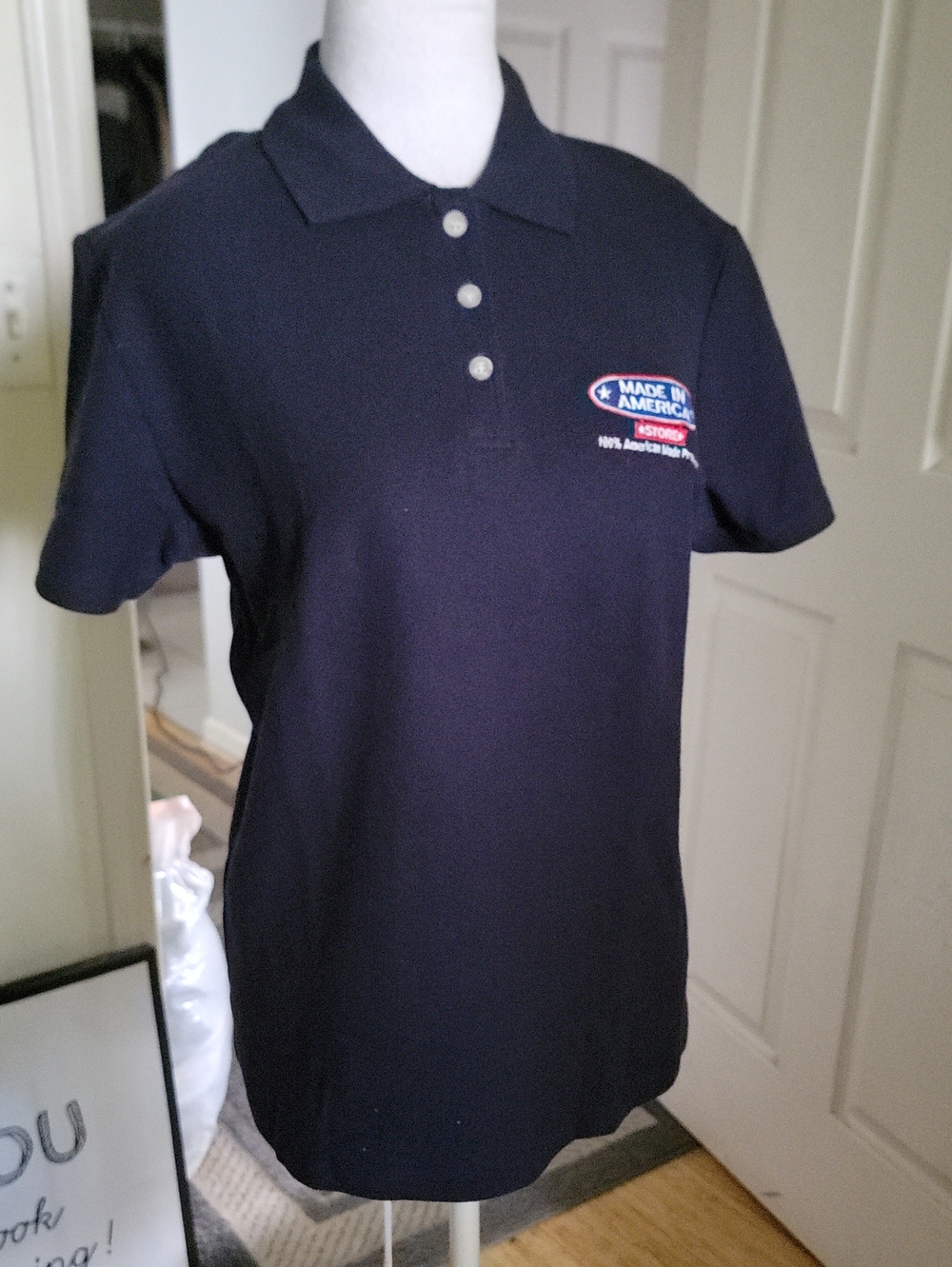 Navy Polo Shirt with 'Made in America' Logo